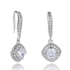 Mirage White Crystal Toned Circular Drop Earrings