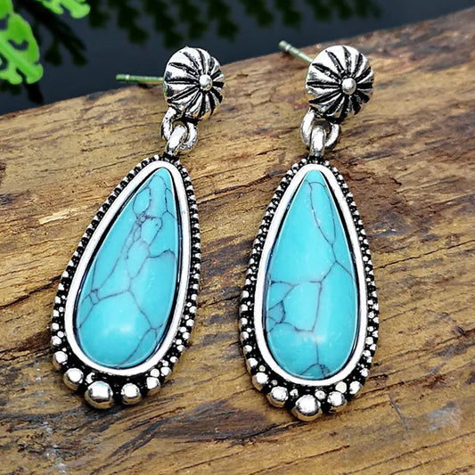 Mirage Turquoise Gemstone Drop Dangle Hooks