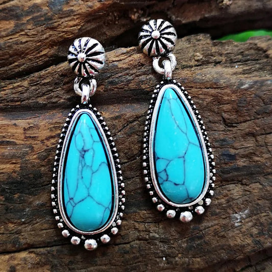 Mirage Turquoise Gemstone Drop Dangle Hooks