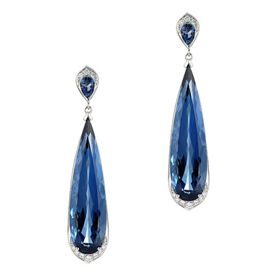 Mirage  Blue Crystal Long Pear Earrings