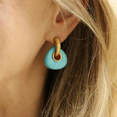 Mirage Sea Blue Drop Earrings- Golden