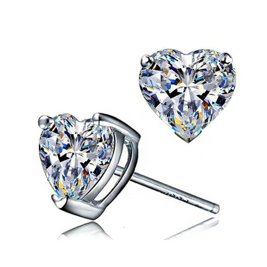 Mirage  Heart Solitaire Stud Screw Back Sterling Silver Stud Earring