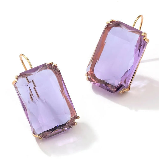 Multicolor Emerald-Cut Crystal Drop Earrings for Women | Trendy Statement Earrings – The Mirage Fashion
