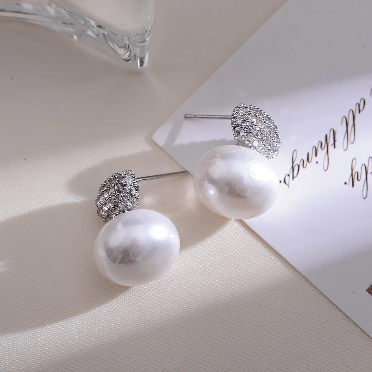 Mirage Silver Pearl Stud Earrings