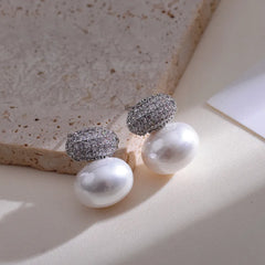 Mirage Silver Pearl Stud Earrings