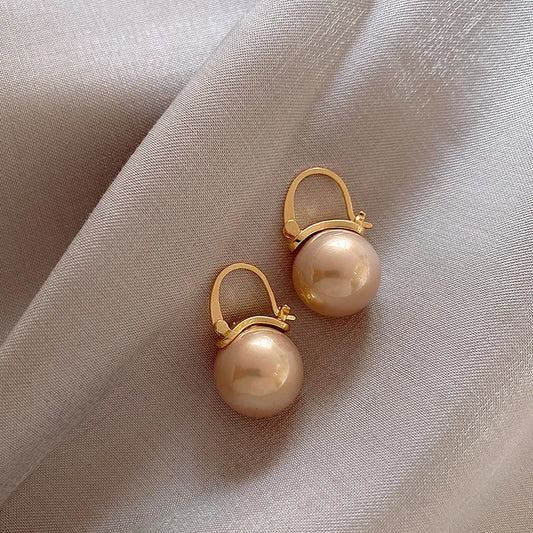 Mirage Stylish Beige and White Peale hoop earrings .