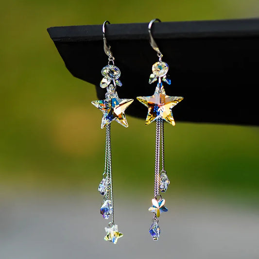 Mirage Long Chain Tassel Drop Dangle Hook Earrings