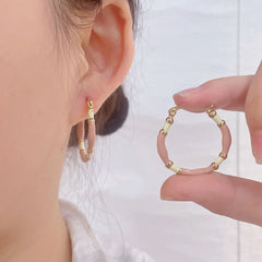 Mirage   Casual Simple  Round Enamel Plating 304 Stainless Steel Gold Plated Earrings