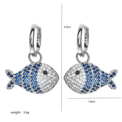 Mirage Cute Fish Plating Inlay Copper Zircon Silver Plated Drop Earrings