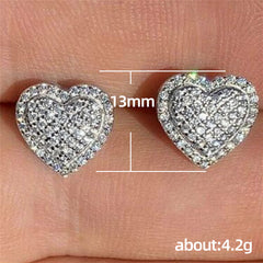 Simple Style  Heart Shape Plating Inlay Copper Zircon Silver Plated Ear Studs