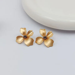 Mirage Golden matt finish flower stud earing