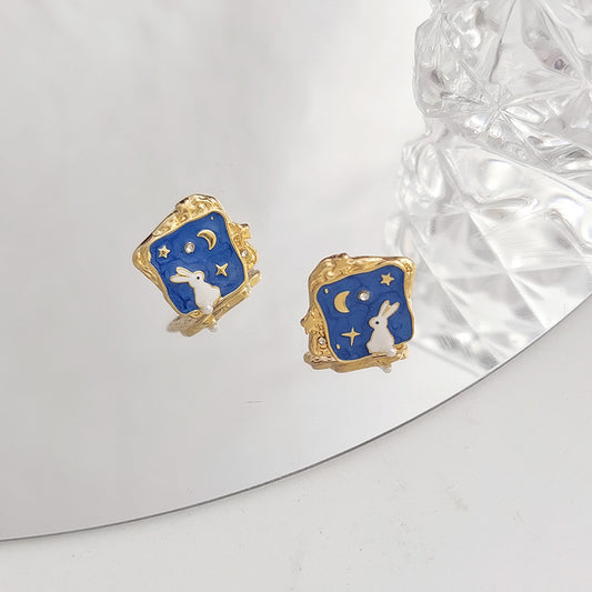 Cute Sweet Rabbit Plating Alloy Studs Earing