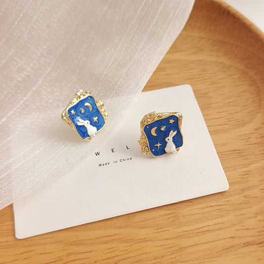 Cute Sweet Rabbit Plating Alloy Studs Earing