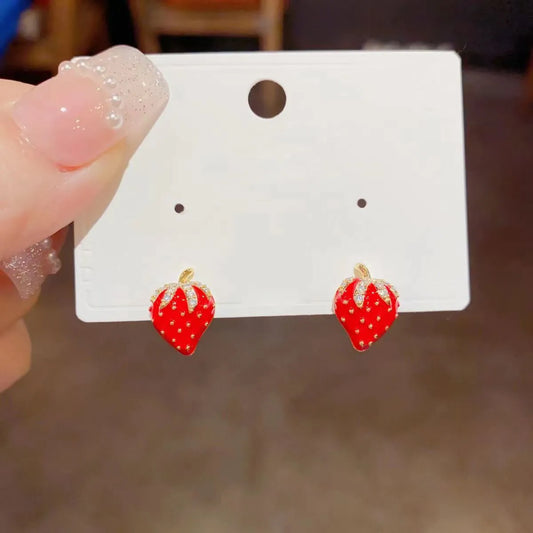 Mirage Cute Miniature Strawberry   Enamel Studs Earrings (Copy)