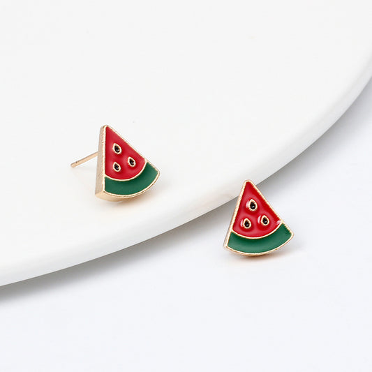 Mirage Cute Miniature water melon   Enamel Studs Earrings