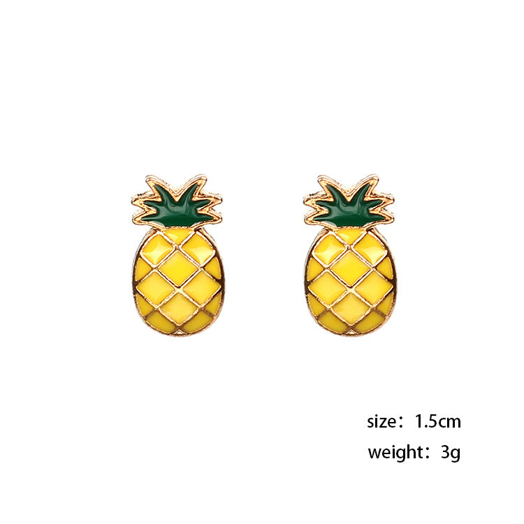 Mirage Cute Miniature Pineapple  Enamel Studs Earrings