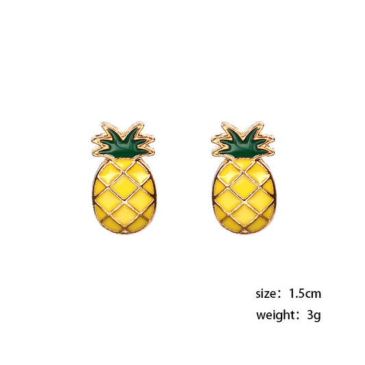 Mirage Cute Miniature Pineapple  Enamel Studs Earrings