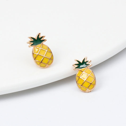 Mirage Cute Miniature Pineapple  Enamel Studs Earrings