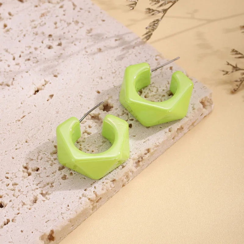 Neon Green Geometric Hoop Earrings | Trendy Chunky Statement Earrings for Women – The Mirage Fashion