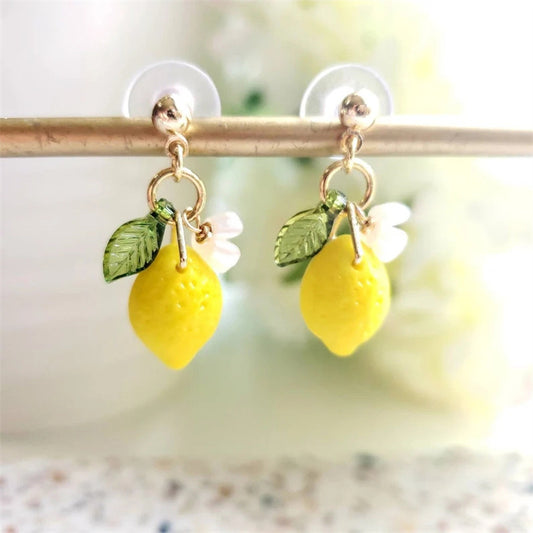 Cute Lemon Drop Earrings in Gold Finish | Playful Summer Statement Earrings for Women – The Mirage Fashion