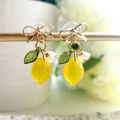 Cute Lemon Drop Earrings in Gold Finish | Playful Summer Statement Earrings for Women – The Mirage Fashion