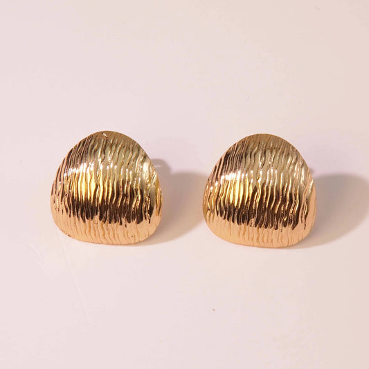 Textured Gold Stud Earrings | Luxury Minimal Statement Earrings for Women – The Mirage Fashion
