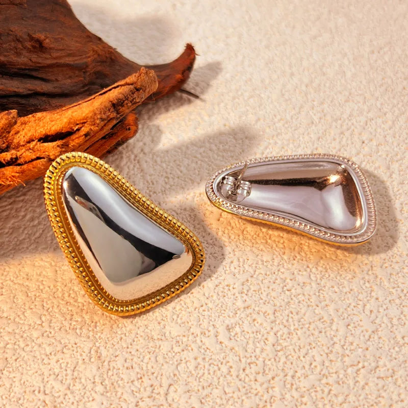 Dual-Tone Metallic Stud Earrings | Gold & Silver Modern Statement Earrings for Women – The Mirage Fashion