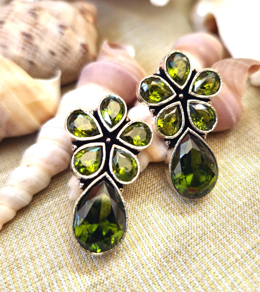 Mirage - Handcrafted green stone earings | beautiful unique oxadise earrings