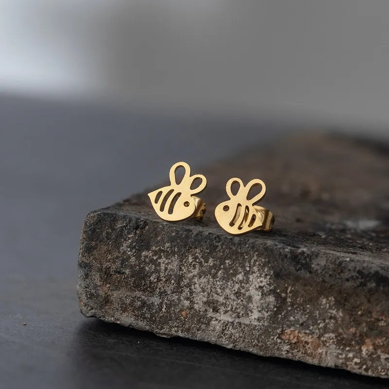 Mirage -Miniature golden bee stud earing