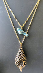 Mirage Shadowhunters Blue Bird and Birdcage Necklace