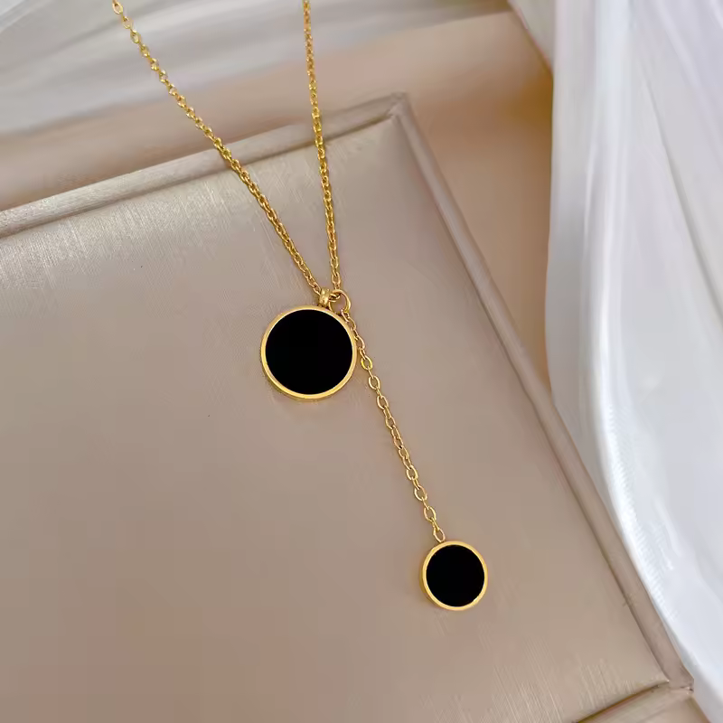 Mirage Double Circle Design Neck Chain Gold