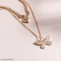 Mirage Butterfly Pendant And Heart Locket Gold