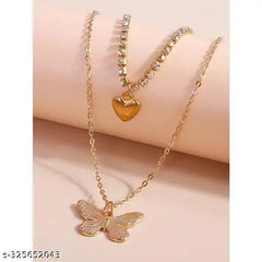 Mirage Butterfly Pendant And Heart Locket Gold