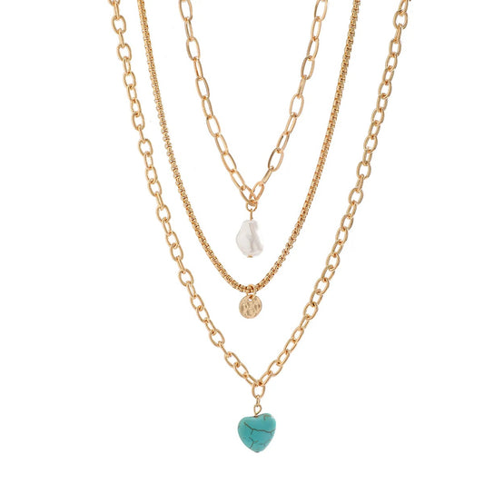 Mirage Three Layer Charm Necklace