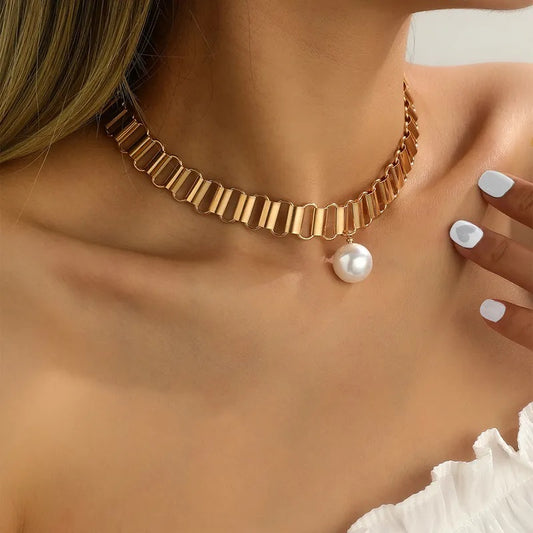 Mirage Pearl Broad Link Chain Necklace