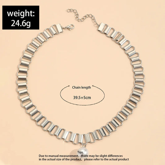 Mirage Pearl Broad Link Chain Necklace