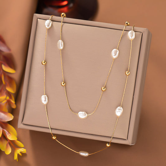 Mirage Double Layered Pearl  Necklace