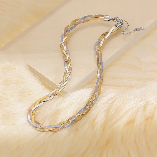 Mirage Fashionable Woven Silver Stainless Steel Necklace