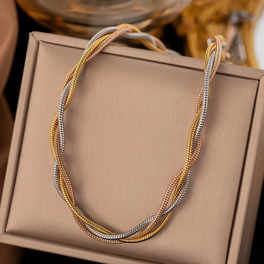 Mirage Twisted Tricolor Choker Necklace for Women