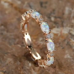 Mirage White Fire Opal Gemstone Ring