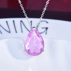 Elegant Teardrop Pink Crystal Jewelry Set – Necklace & Earrings