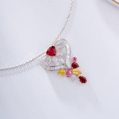 Mirage -  Fashionable  Luxuries'  Full Diamond Ruby Pendant in  T Square Diamond with Earrings