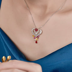 Mirage -  Fashionable  Luxuries'  Full Diamond Ruby Pendant in  T Square Diamond with Earrings