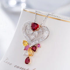 Mirage -  Fashionable  Luxuries'  Full Diamond Ruby Pendant in  T Square Diamond with Earrings