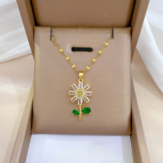 Mirage -  Beautiful Flower with leaf  Pendent with matching earrings