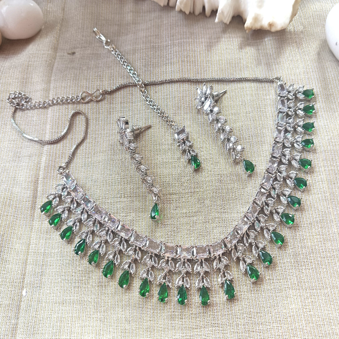 Radiant American Diamond Necklace & Earrings Set