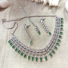 Radiant American Diamond Necklace & Earrings Set