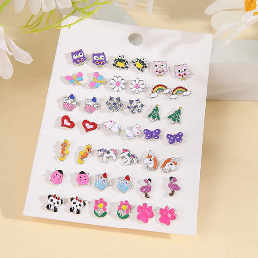 Beautiful combo of  21 no Stud  earrings.  Sweet Animal ,Flower, Snowflake, Enamel Butterfly and much more to love ..