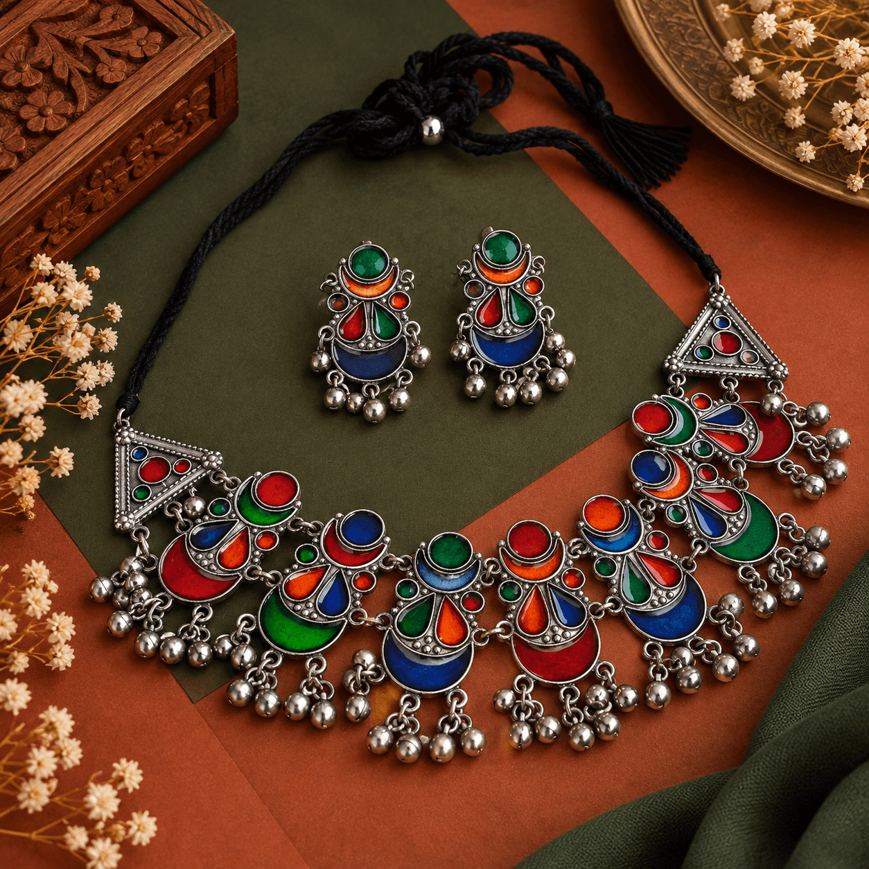 multicolor-oxidized-tribal-necklace-set-the-mirage-fashion
