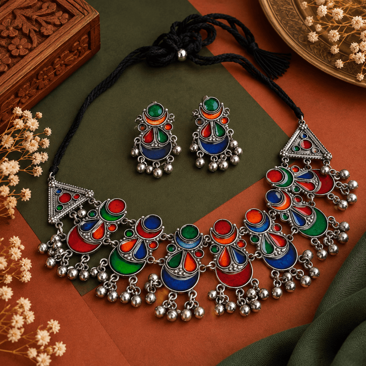 multicolor-oxidized-tribal-necklace-set-the-mirage-fashion